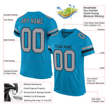 Load image into Gallery viewer, Custom Panther Blue Light Gray-Black Mesh Authentic Football Jersey
