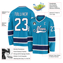 Load image into Gallery viewer, Custom Panther Blue White-Navy Hockey Jersey
