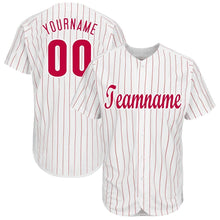 Load image into Gallery viewer, Custom White Red Pinstripe Red-White Baseball Jersey

