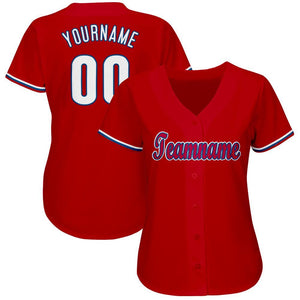 Custom Red White-Royal Baseball Jersey