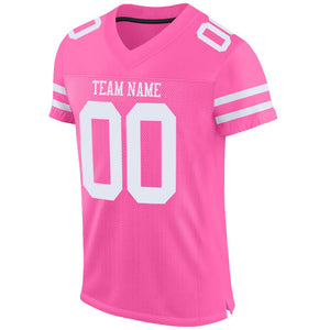 Custom Pink White Mesh Authentic Football Jersey