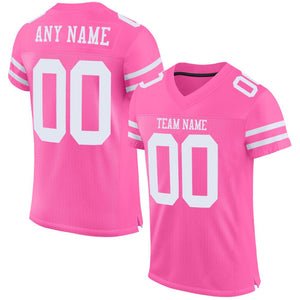 Custom Pink White Mesh Authentic Football Jersey