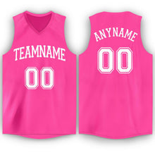 Load image into Gallery viewer, Custom Pink White V-Neck Basketball Jersey
