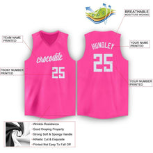 Load image into Gallery viewer, Custom Pink White V-Neck Basketball Jersey
