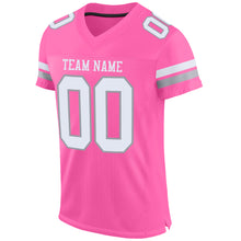 Load image into Gallery viewer, Custom Pink White-Light Gray Mesh Authentic Football Jersey
