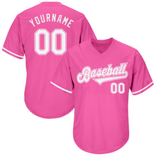 Load image into Gallery viewer, Custom Pink White-Pink Authentic Throwback Rib-Knit Baseball Jersey Shirt
