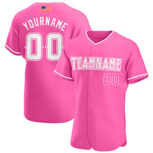 Load image into Gallery viewer, Custom Pink White Authentic American Flag Fashion Baseball Jersey
