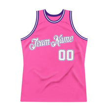 Load image into Gallery viewer, Custom Pink White-Purple Authentic Throwback Basketball Jersey

