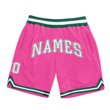 Load image into Gallery viewer, Custom Pink White-Kelly Green Authentic Throwback Basketball Shorts
