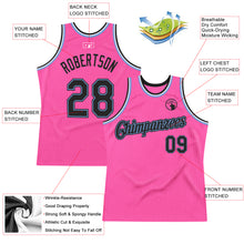 Load image into Gallery viewer, Custom Pink Black-Light Blue Authentic Throwback Basketball Jersey
