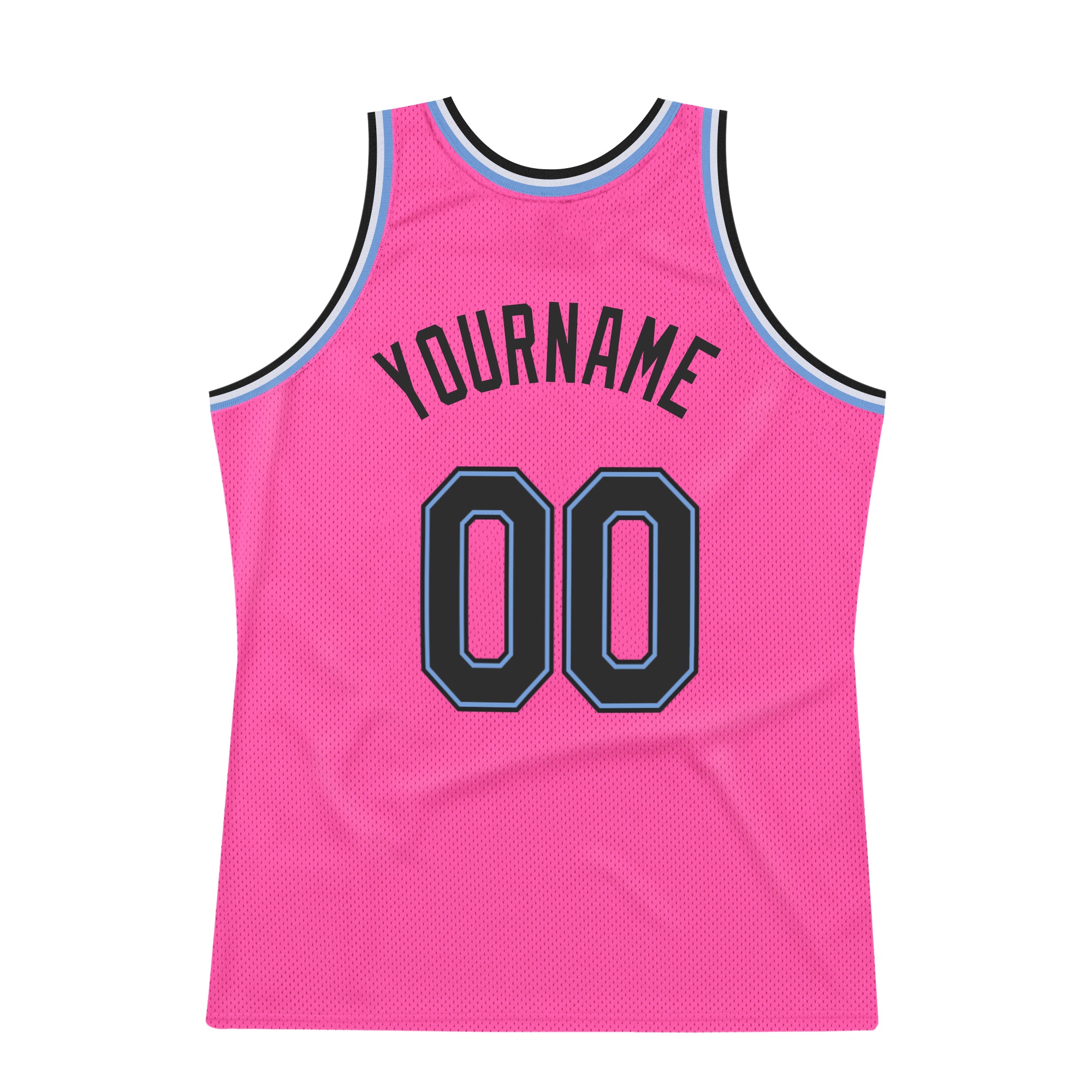 Custom Black White Pinstripe Pink-Light Blue Authentic Basketball Jersey