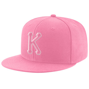 Custom Pink Pink-White Stitched Adjustable Snapback Hat