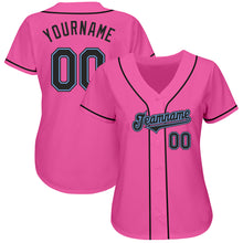 Load image into Gallery viewer, Custom Pink Black-Light Blue Authentic Baseball Jersey
