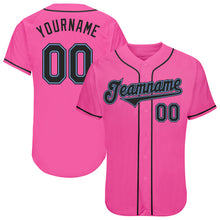 Load image into Gallery viewer, Custom Pink Black-Light Blue Authentic Baseball Jersey
