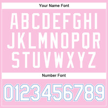Load image into Gallery viewer, Custom Light Pink White-Light Blue Authentic Throwback Basketball Jersey
