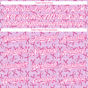 Custom Pink White 3D Pattern Design Breast Cancer Authentic Baseball Jersey