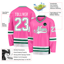 Load image into Gallery viewer, Custom Pink White-Kelly Green Hockey Jersey
