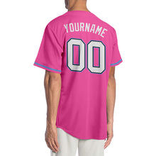 Load image into Gallery viewer, Custom Pink White-Light Blue Authentic Baseball Jersey
