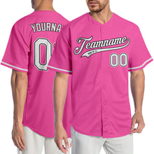 Load image into Gallery viewer, Custom Pink White-Black Authentic Baseball Jersey
