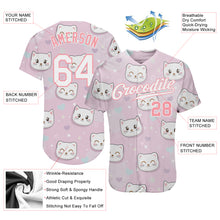 Load image into Gallery viewer, Custom Light Pink White-Light Pink 3D Pattern Design Cats Authentic Baseball Jersey
