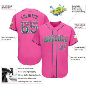 Custom Pink Kelly Green-White Authentic Drift Fashion Baseball Jersey