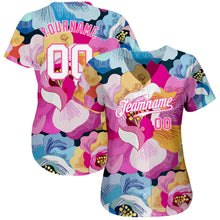 Load image into Gallery viewer, Custom Pink White-Pink 3D Pattern Design Flowers Authentic Baseball Jersey
