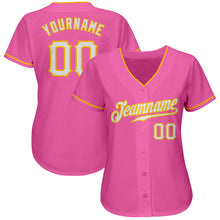 Load image into Gallery viewer, Custom Pink White-Gold Authentic Baseball Jersey

