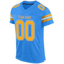 Load image into Gallery viewer, Custom Powder Blue Gold-White Mesh Authentic Football Jersey
