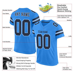 Custom Powder Blue Navy-White Mesh Authentic Football Jersey