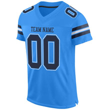 Load image into Gallery viewer, Custom Powder Blue Navy-White Mesh Authentic Football Jersey
