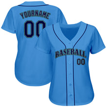 Load image into Gallery viewer, Custom Powder Blue Navy-Teal Authentic Baseball Jersey
