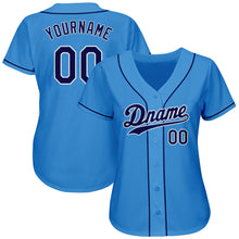 Load image into Gallery viewer, Custom Powder Blue Navy-White Authentic Baseball Jersey
