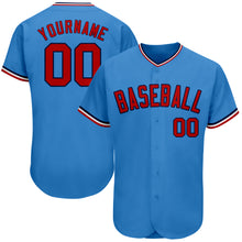Load image into Gallery viewer, Custom Powder Blue Red-Navy Authentic Baseball Jersey
