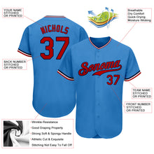 Load image into Gallery viewer, Custom Powder Blue Red-Navy Authentic Baseball Jersey
