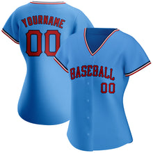 Load image into Gallery viewer, Custom Powder Blue Red-Navy Authentic Baseball Jersey
