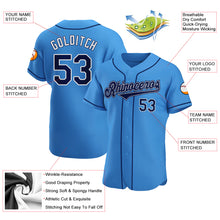 Load image into Gallery viewer, Custom Powder Blue Navy-White Authentic Baseball Jersey
