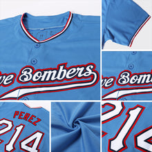 Load image into Gallery viewer, Custom Powder Blue White-Red Authentic Baseball Jersey
