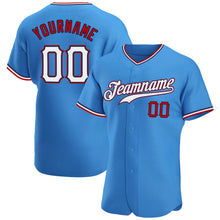 Load image into Gallery viewer, Custom Powder Blue White-Red Authentic Baseball Jersey
