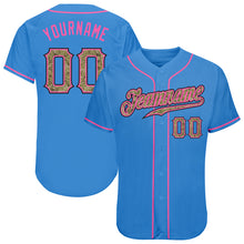 Load image into Gallery viewer, Custom Powder Blue Camo-Pink Authentic Baseball Jersey
