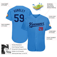 Load image into Gallery viewer, Custom Powder Blue Navy-Red Authentic Baseball Jersey
