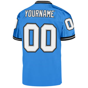 Custom Powder Blue White-Black Mesh Authentic Throwback Football Jersey