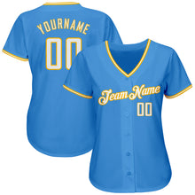Load image into Gallery viewer, Custom Powder Blue White-Gold Authentic Baseball Jersey

