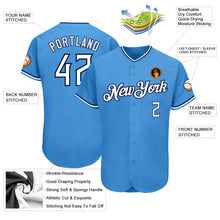 Load image into Gallery viewer, Custom Powder Blue White-Navy Authentic Baseball Jersey
