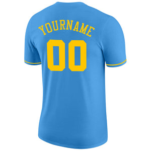 Custom Powder Blue Gold Performance T-Shirt