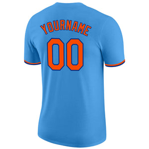 Custom Powder Blue Orange-Royal Performance T-Shirt