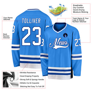 Custom Powder Blue White-Royal Hockey Jersey