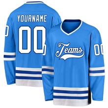 Load image into Gallery viewer, Custom Powder Blue White-Royal Hockey Jersey
