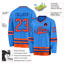 Load image into Gallery viewer, Custom Powder Blue Orange-Royal Hockey Jersey

