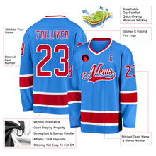 Load image into Gallery viewer, Custom Powder Blue Red-White Hockey Jersey
