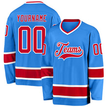 Load image into Gallery viewer, Custom Powder Blue Red-White Hockey Jersey
